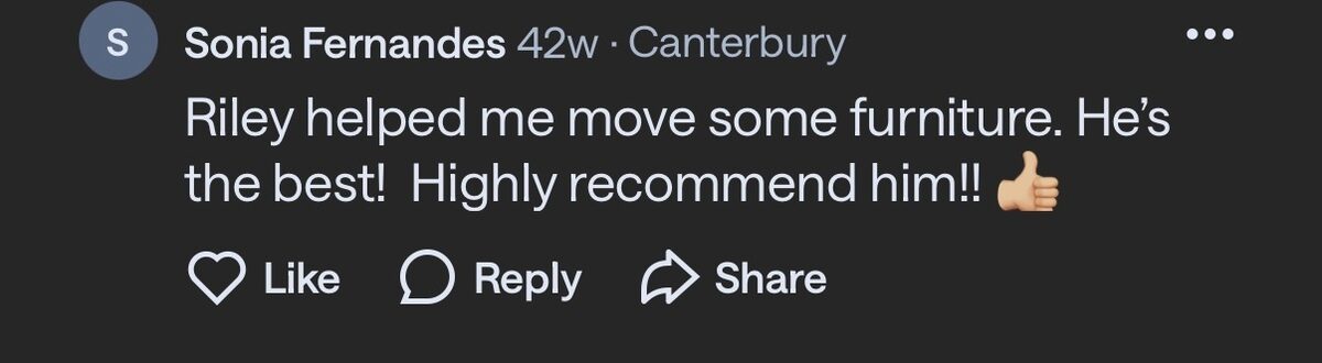 Five-star customer review of Riley Costello Hauling