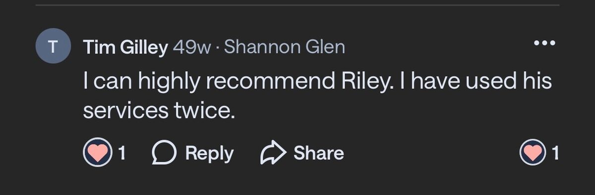 Five-star customer review of Riley Costello Hauling