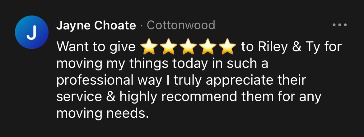 Five-star customer review of Riley Costello Hauling
