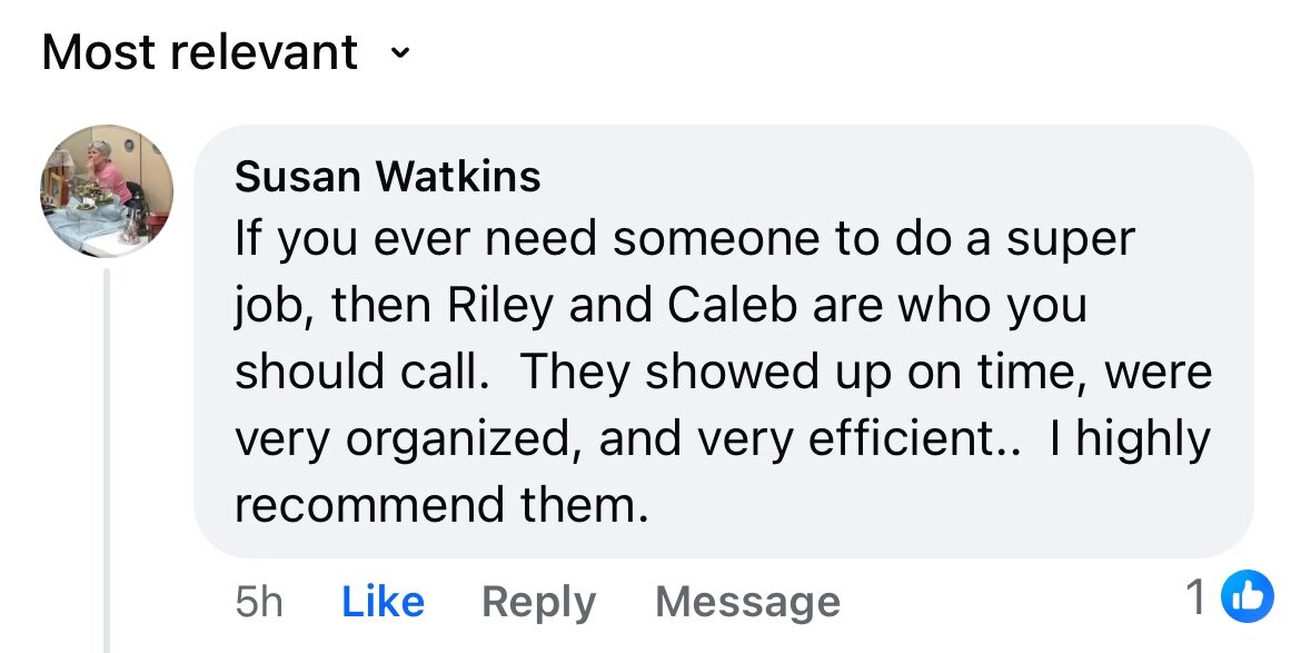 Five-star customer review of Riley Costello Hauling
