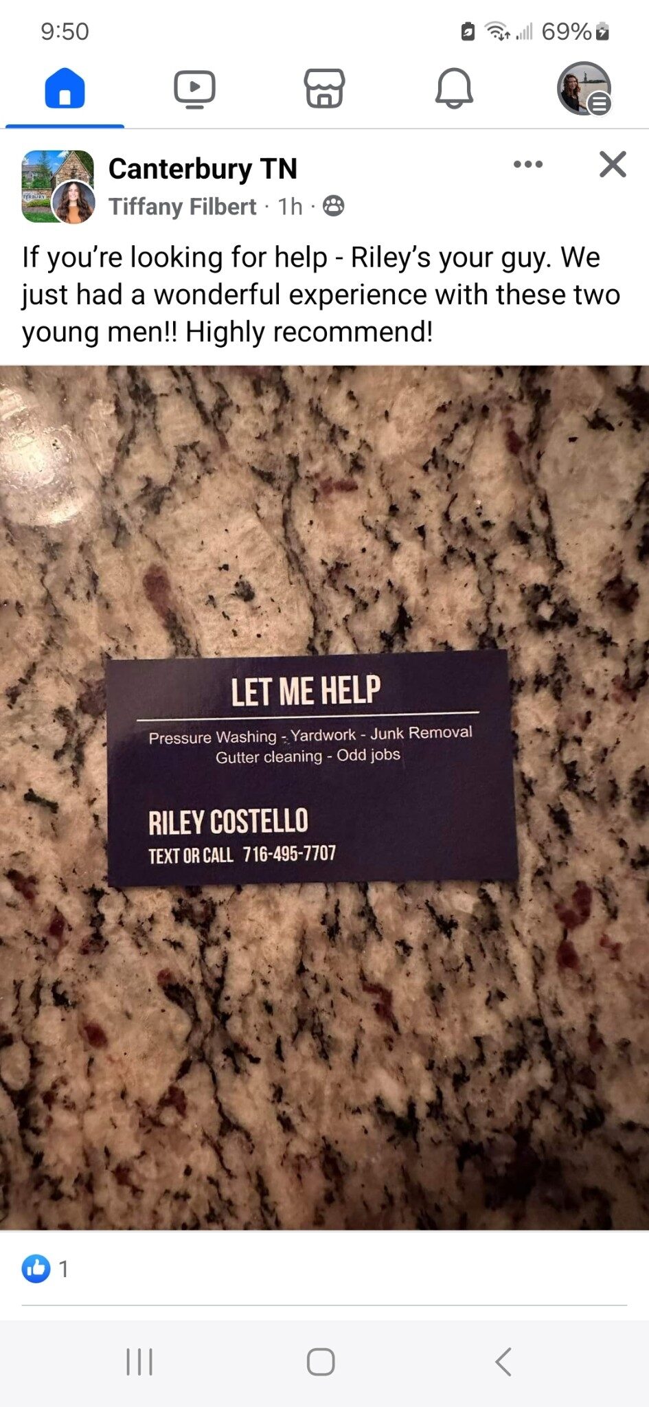 Five-star customer review of Riley Costello Hauling